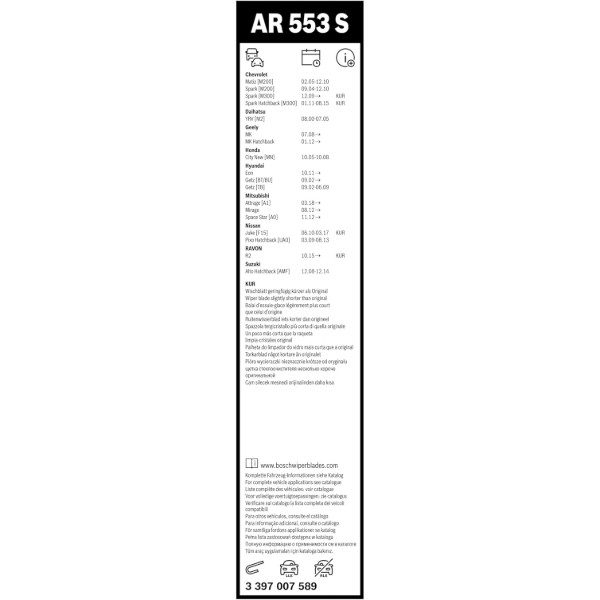 Фото - Щетка стеклоочистителя Bosch Aerotwin 550/340мм (3 397 007 589)